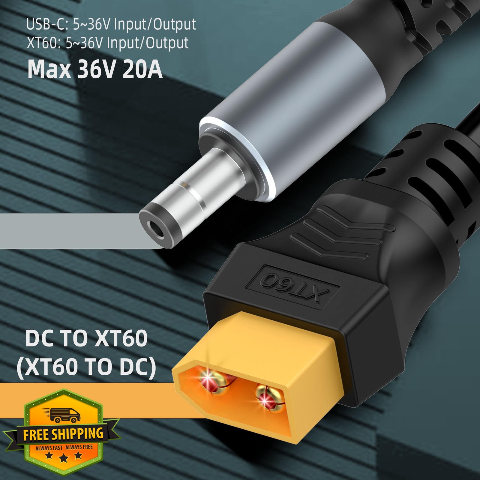 Magiclifee 3.3ft XT60 to DC5521 Cable