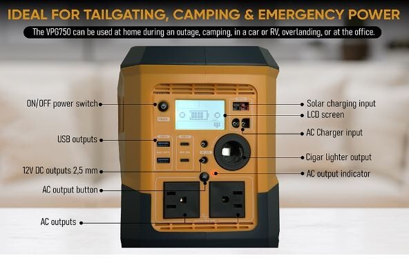 VMAX VPG750 500W 110V Portable Power Generator for Backup, Camping, RV