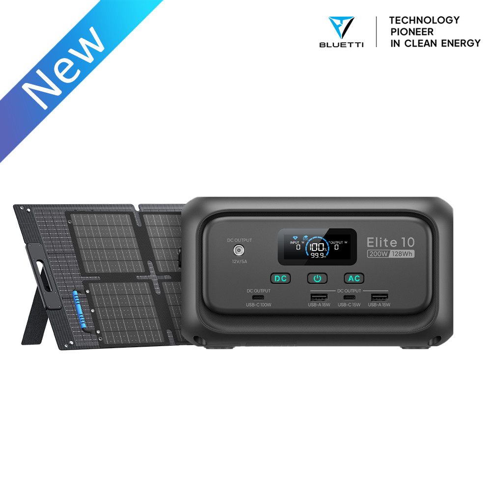 BLUETTI Elite 10 200W 128Wh Portable Power Station+160W Solar Panel for Camping