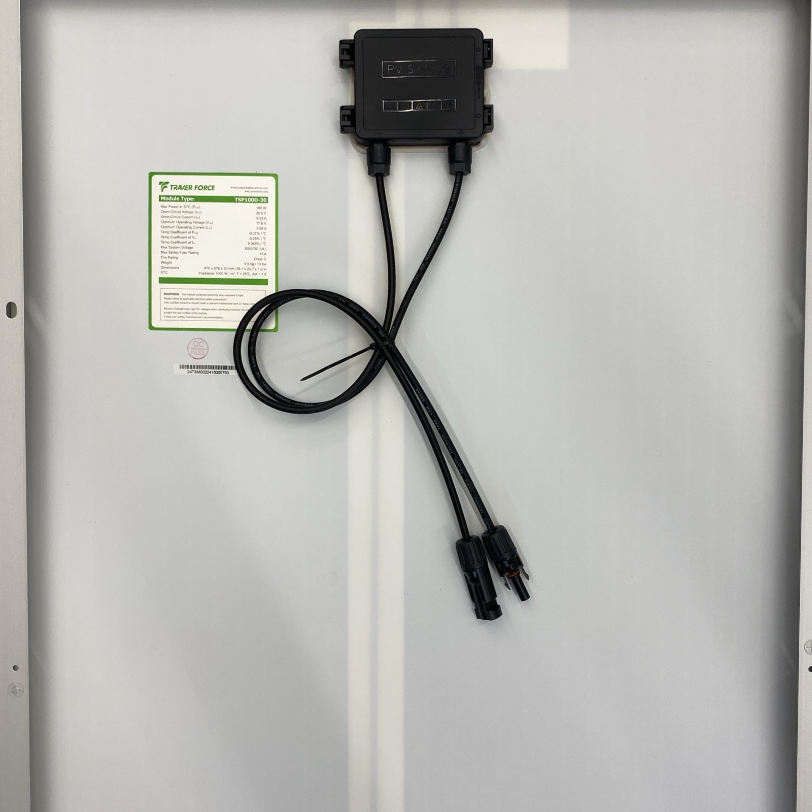 Traver Force Solar Panel 100 Watt 10BB Monocrystalline 12V Solar Panels 1 Pack