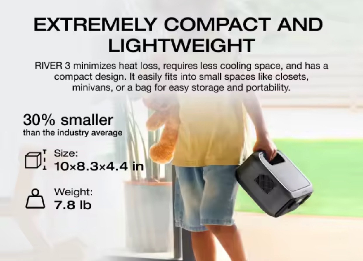 ECOFLOW RIVER 3 Portable Power Station, 230Wh 300W Up to 600W AC Output