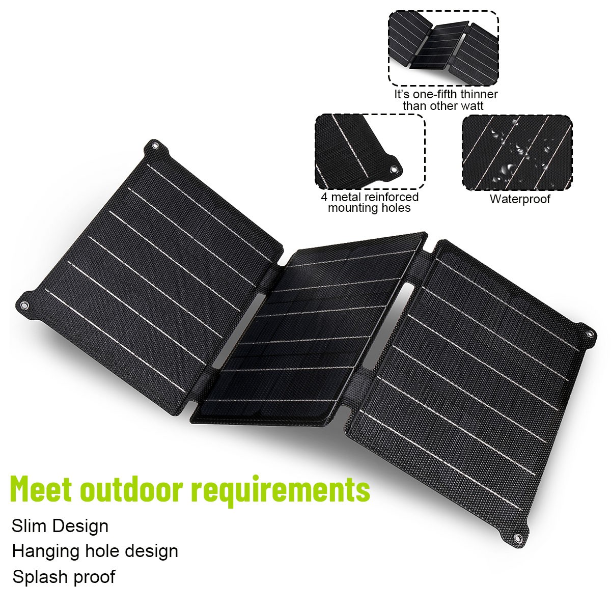 5V/12V 30W Folding Solar Mat Blanket Flexible Solar Panel Kit Camp Charge Power