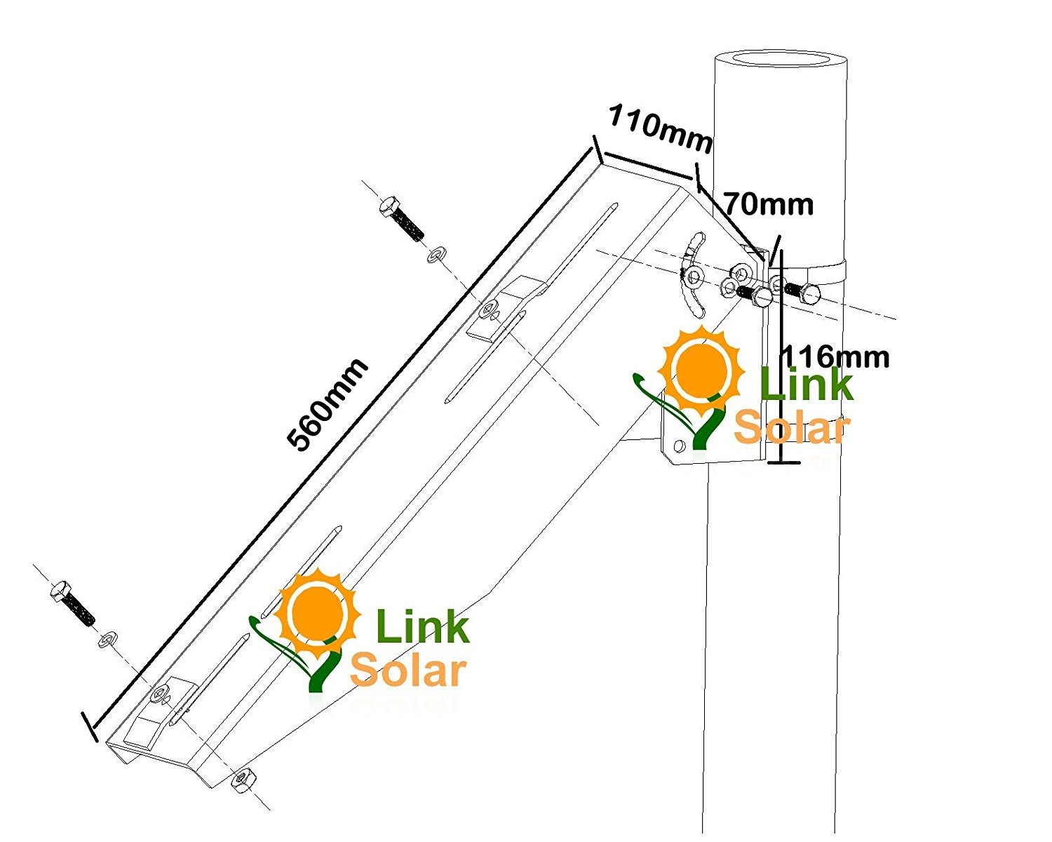 Solar Panel Pole Mount Kit Single Arm Pole-wall Mounting Brackets Support Sol…