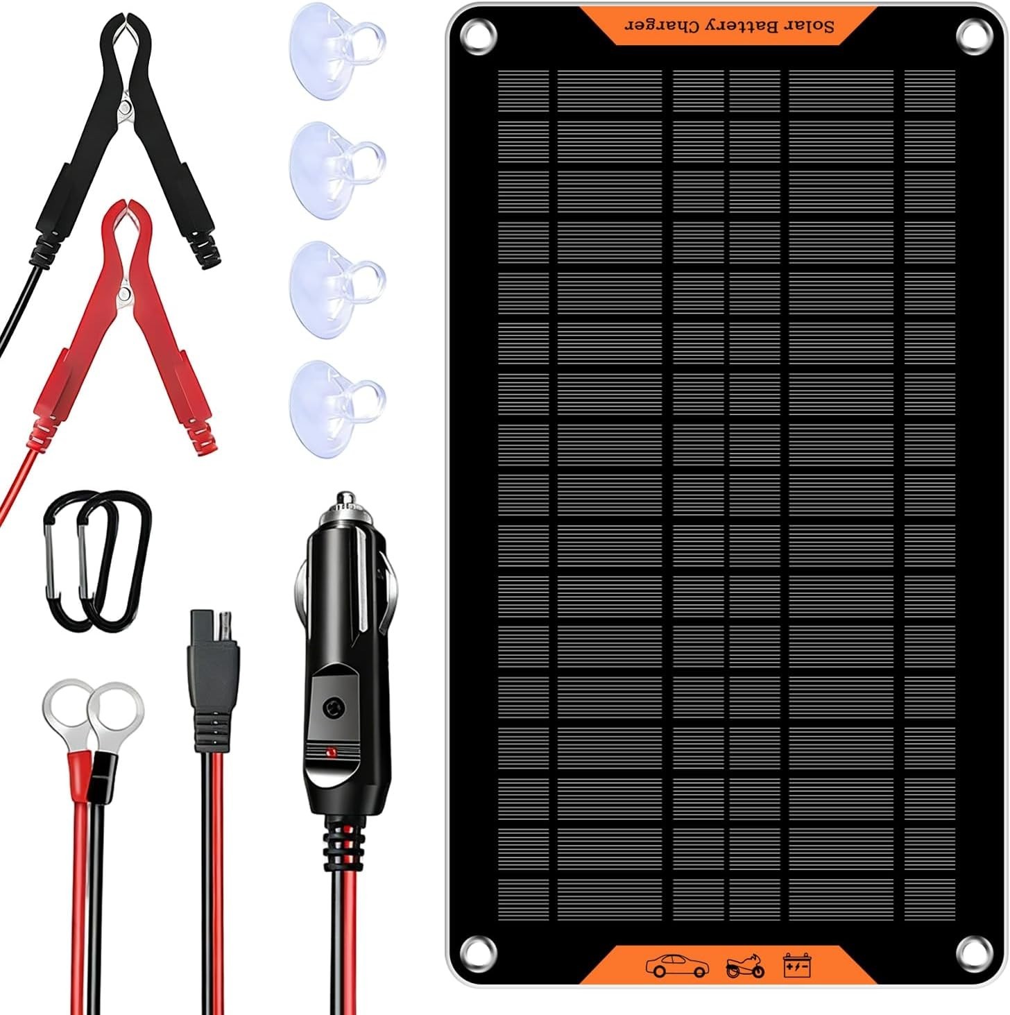12V 10W Solar Car Battery Charger & Maintainer with Easy Installation Options