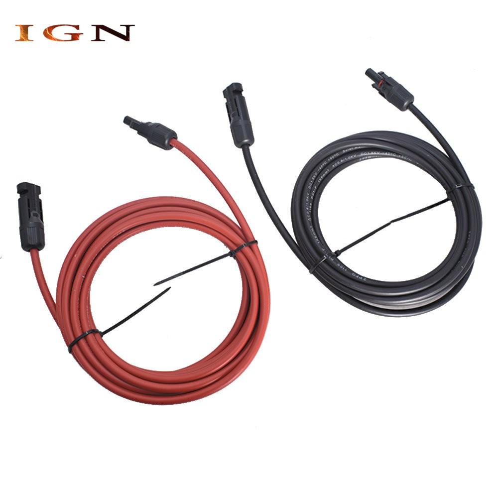 High Quality 10 AWG 15ft 1 Pair Solar Panel Extension Cable Wire Connector