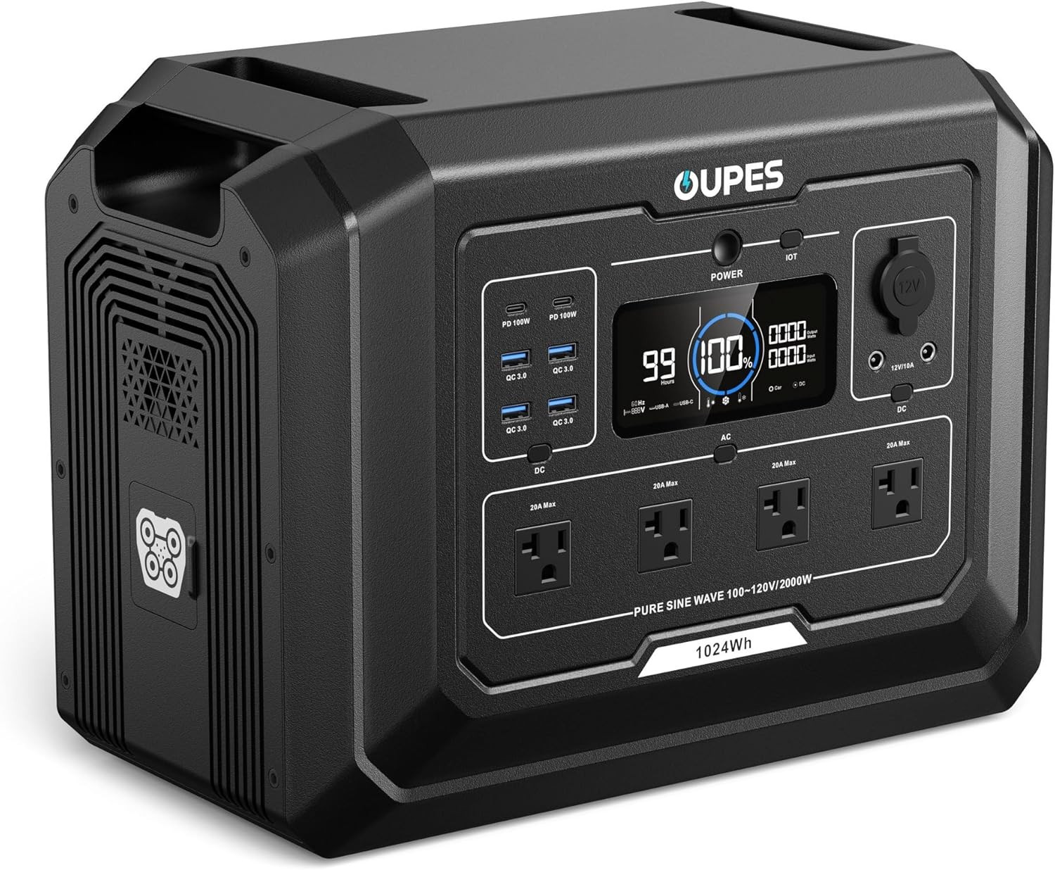 Mega 1 Portable Power Station 2000W (Surge 4500W), 1024Wh Lifepo4 Battery Genera