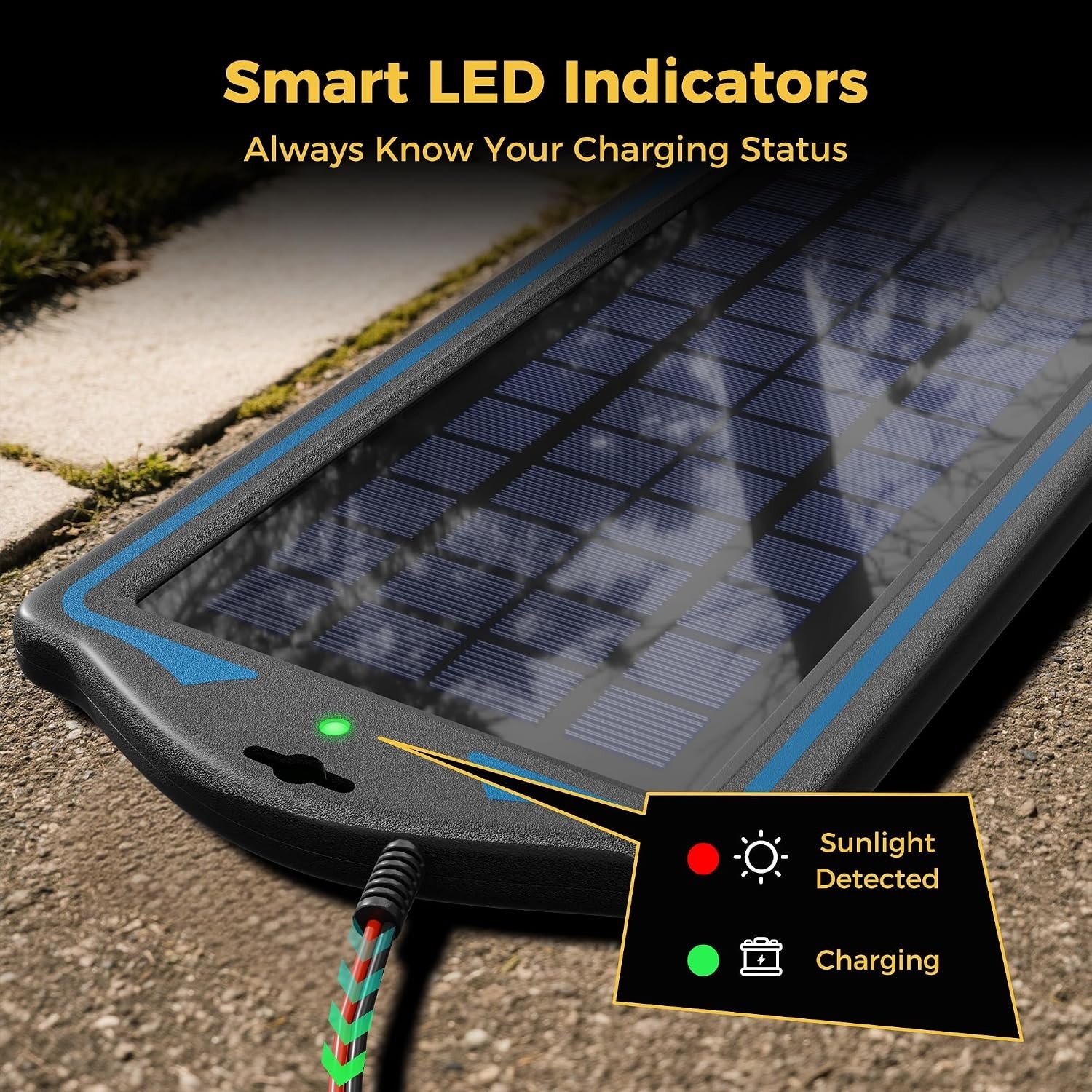 Portable 5W Solar Panel Kit with Built-in Controller for 12V Battery Maintenance