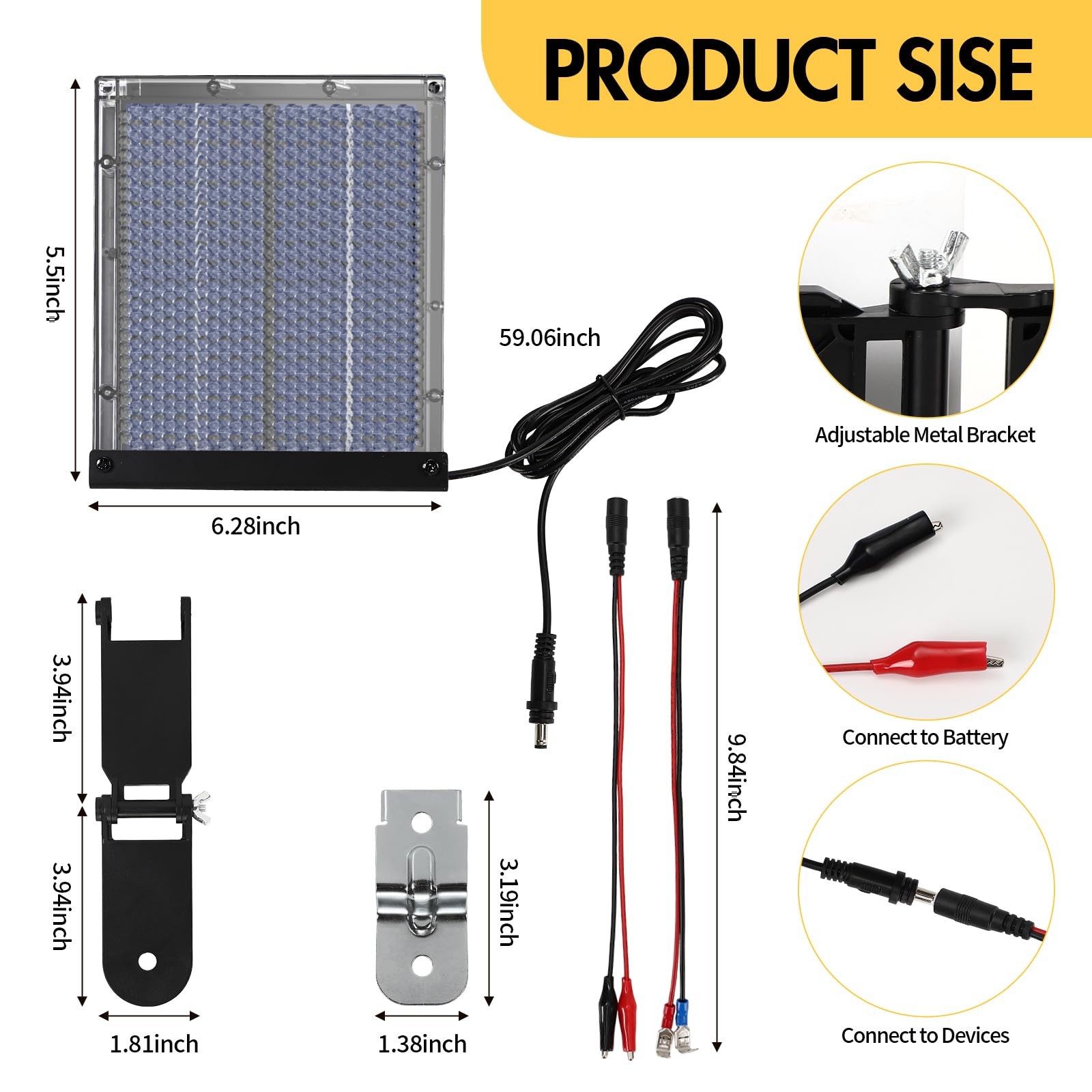 12V Solar Panel with Angle Adjustable Mount Bracket IP65 Waterproof for Deer