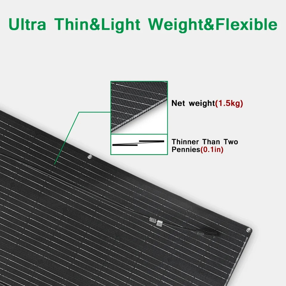 800W ETFE Flexible Mono Solar Panel 12V Power Portable for RV Camping Home Boat