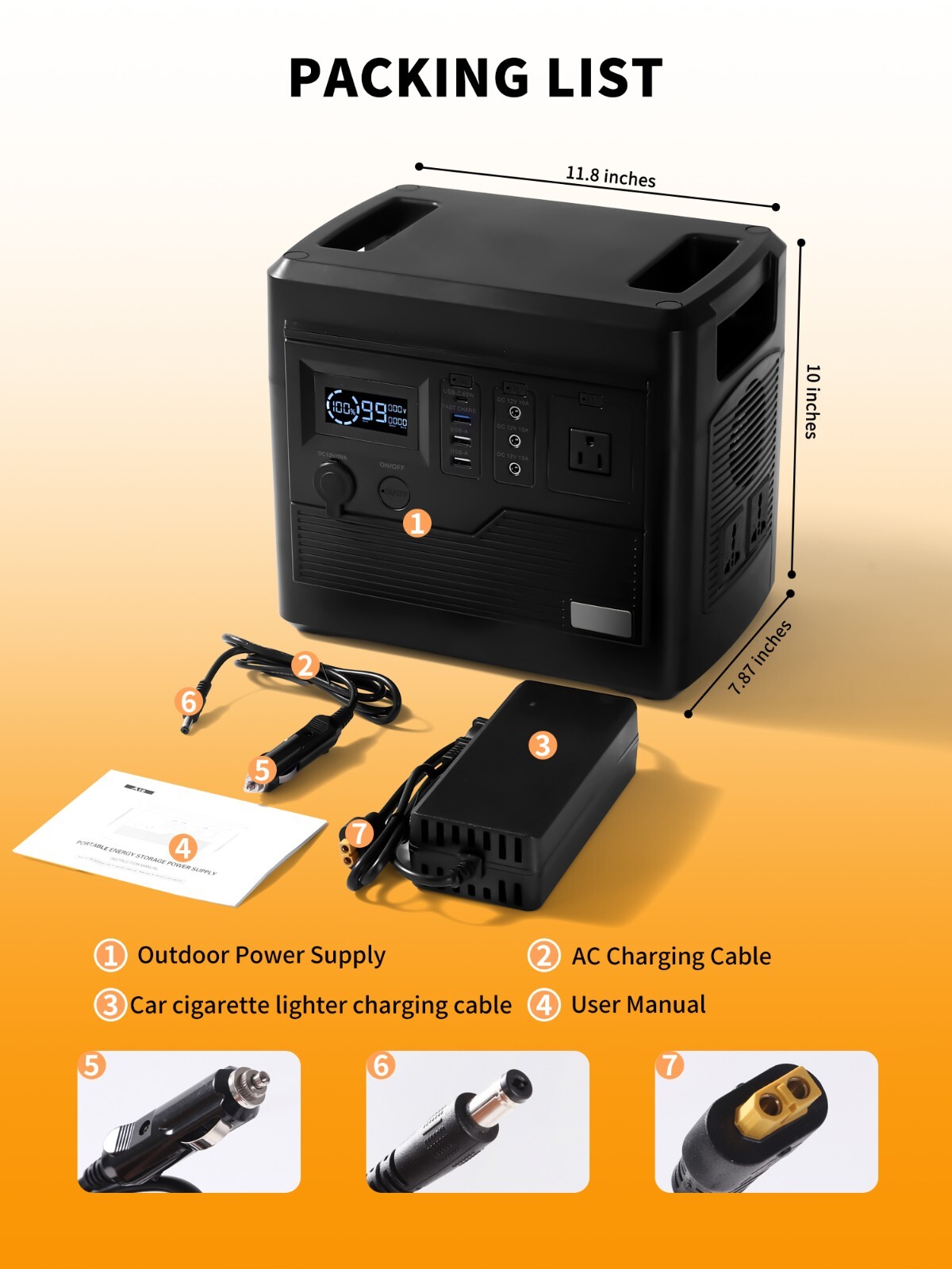 1000W Power Station – 1000Wh, 220V AC Outlet, Camping/RV, Emergency Use