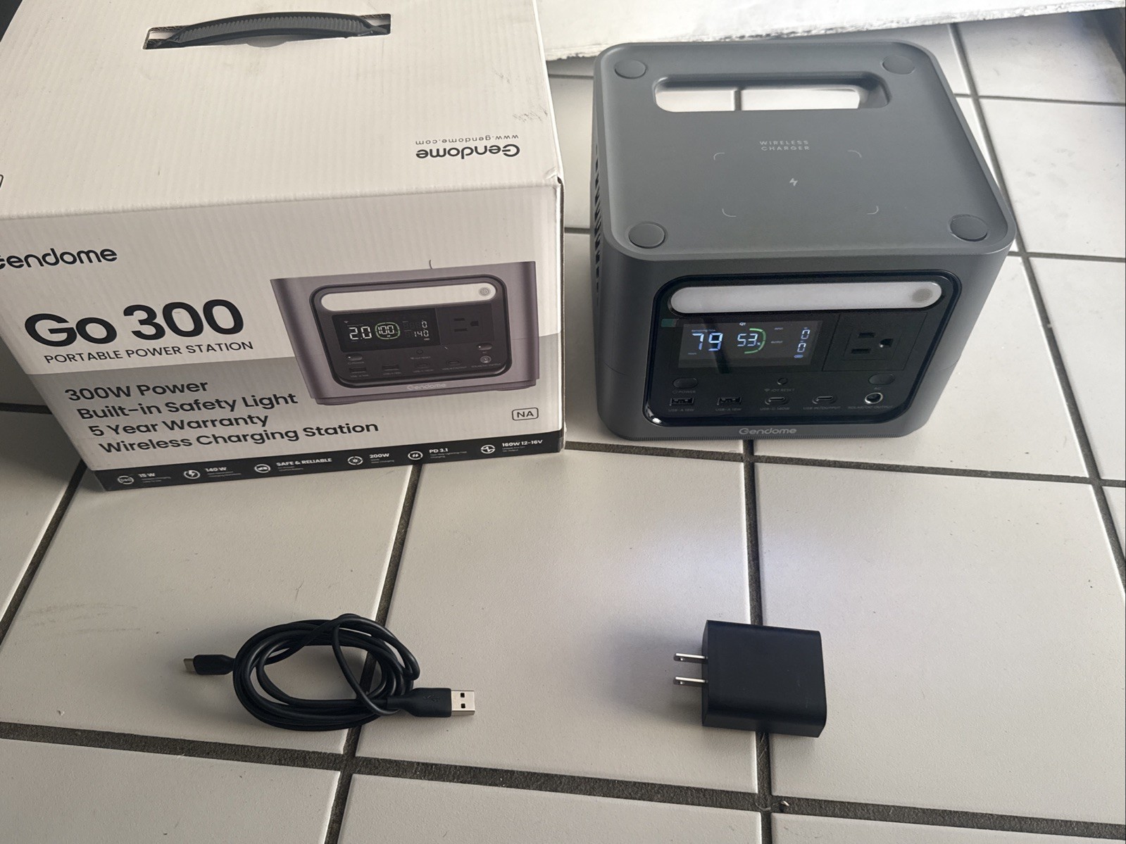 Portable Power Station Go 300 LiFePO4 Battery 300W AC Outlet SoLar Wireless