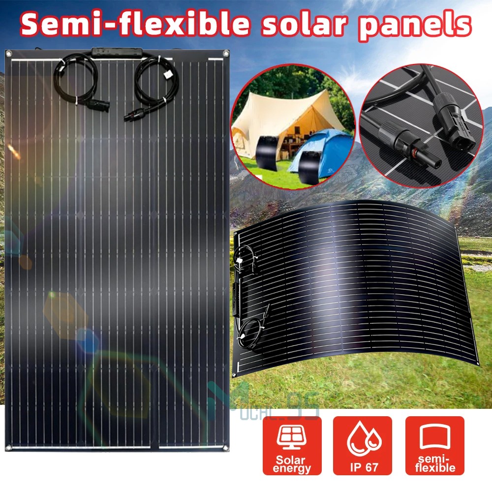 200W Flexible Portable Solar Panel 23.5% RV Rooftop Cabin Car Boat Home Camping