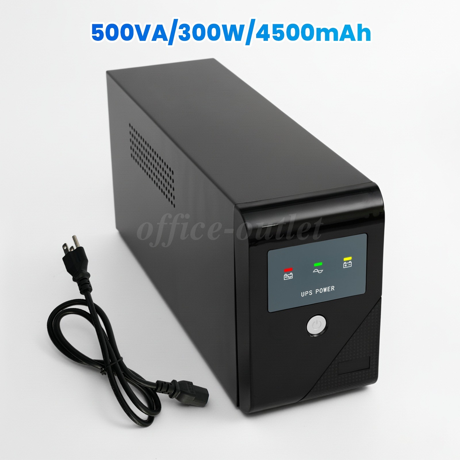 Home Office Backup UPS Power 300W 500VA Continuous Battery Backup w/3 Outlets