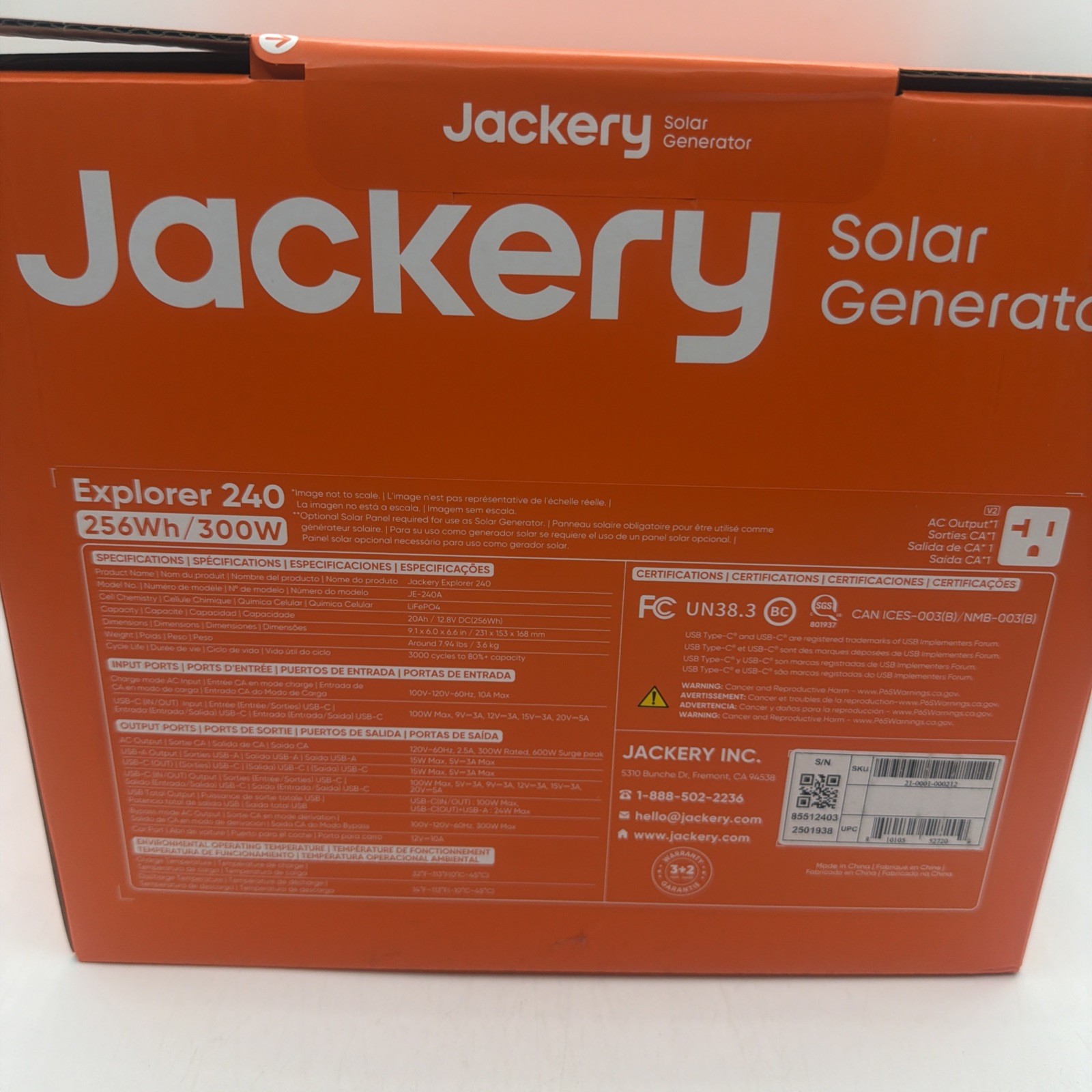 New Jackery Explorer 240 Solar Generator 256Wh/300W