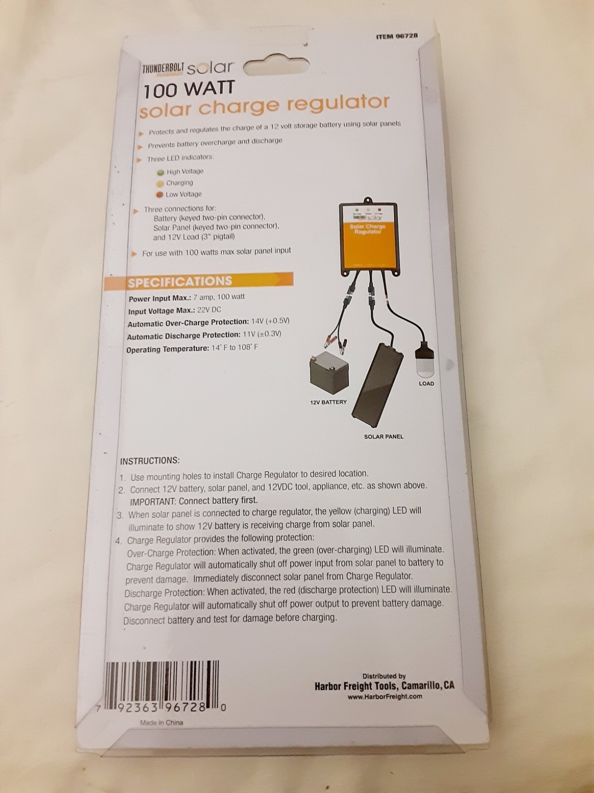 Thunderbolt Magnum 100 watt Solar Charge Regulator Item 96728
