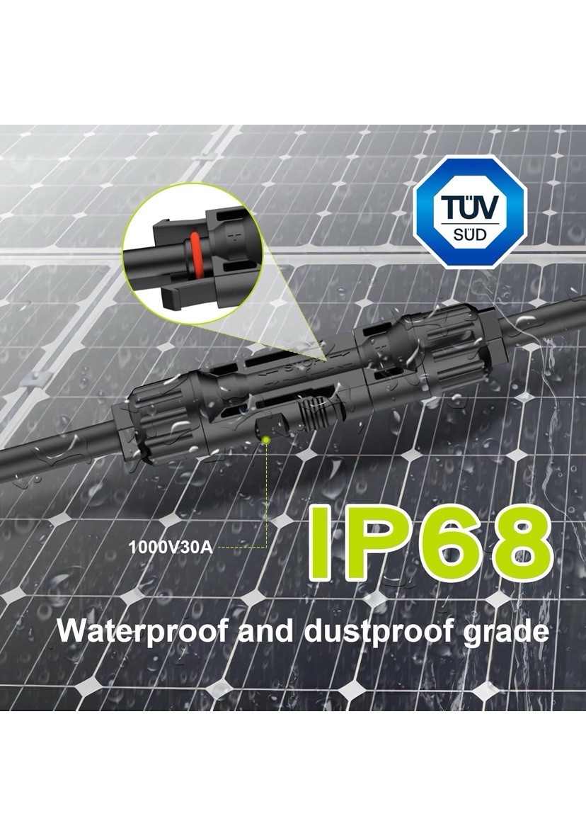 Solar Connectors for 3 Panels Waterproof Y Branch Parallel Adapter Cable(2 Pack)