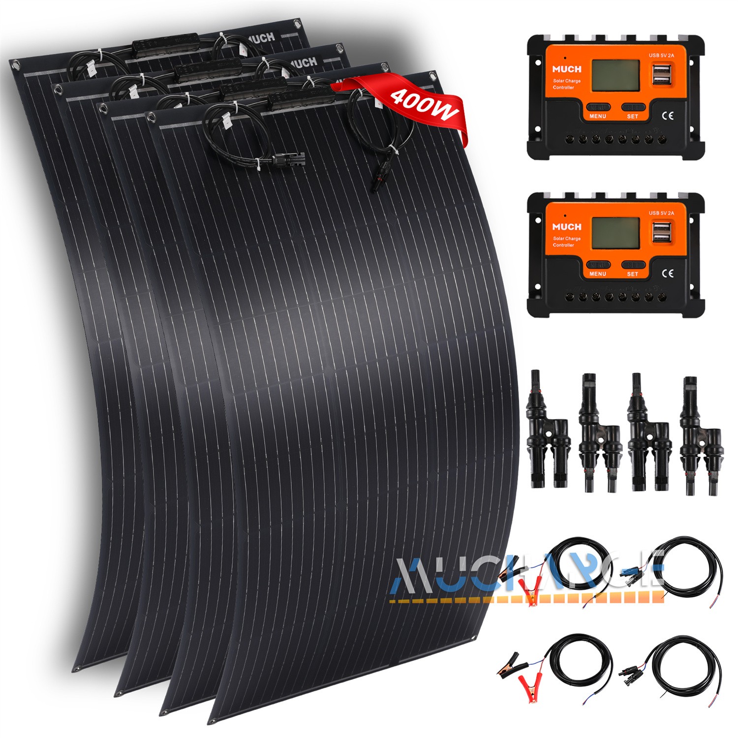 200W 400W Flexible Solar Panel Kits 12V 24V Monocrystalline for RV Camper Boat