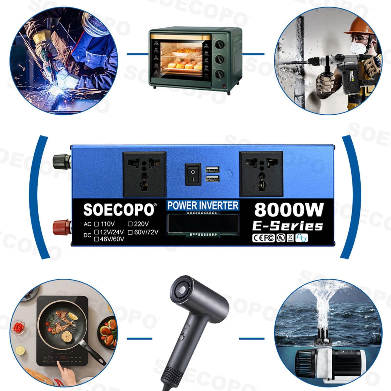 SOECOPO 8000W Peak Solar System Kit Flexible Panel 100A Controller 12V 110V 220V