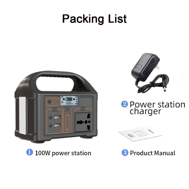 100W Portable Power Station 24000mAh Solar Generator 110V/220V AC USB Camping US