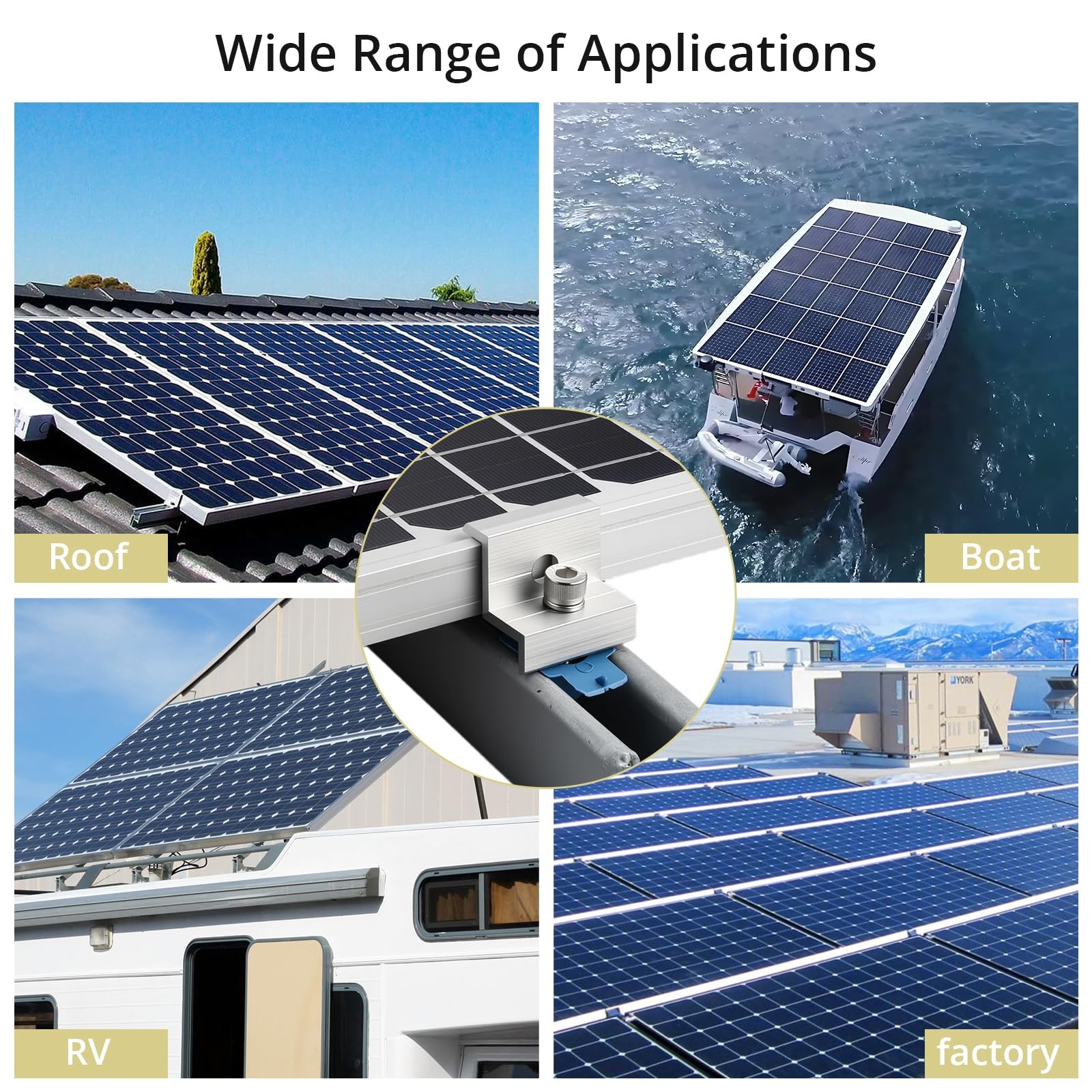 10pcs Solar Panel End Clamp for Standard Unistrut, Aluminum 30mm/35mm Solar P…