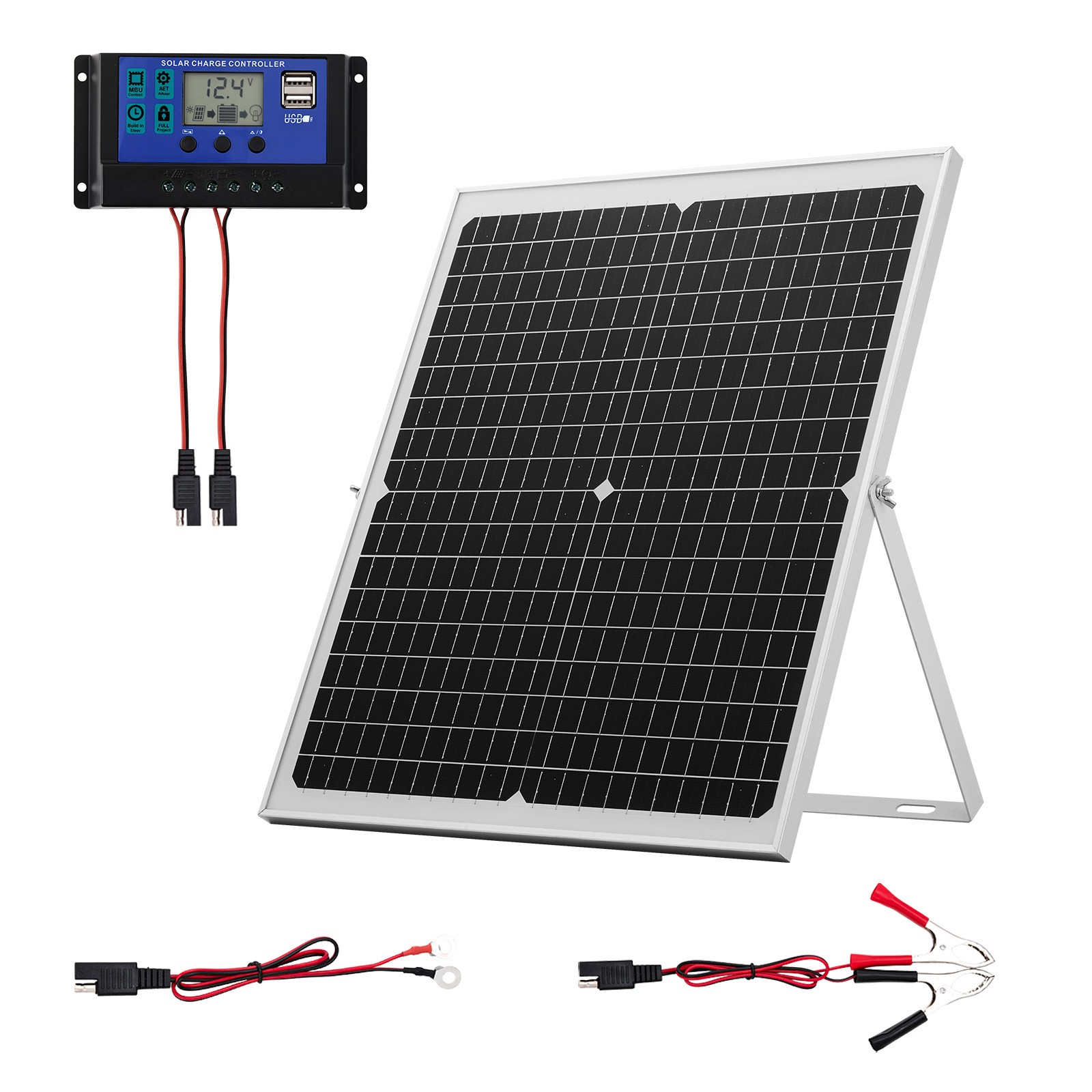 Uimoso 30W 12V Solar Trickle Charger w/ MPPT Controller for Battery Maintenance
