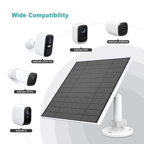 Solar Panel for Eufy Camera, 5W Solar Panel Compatible with Eufycam 3/3C/2/2 1