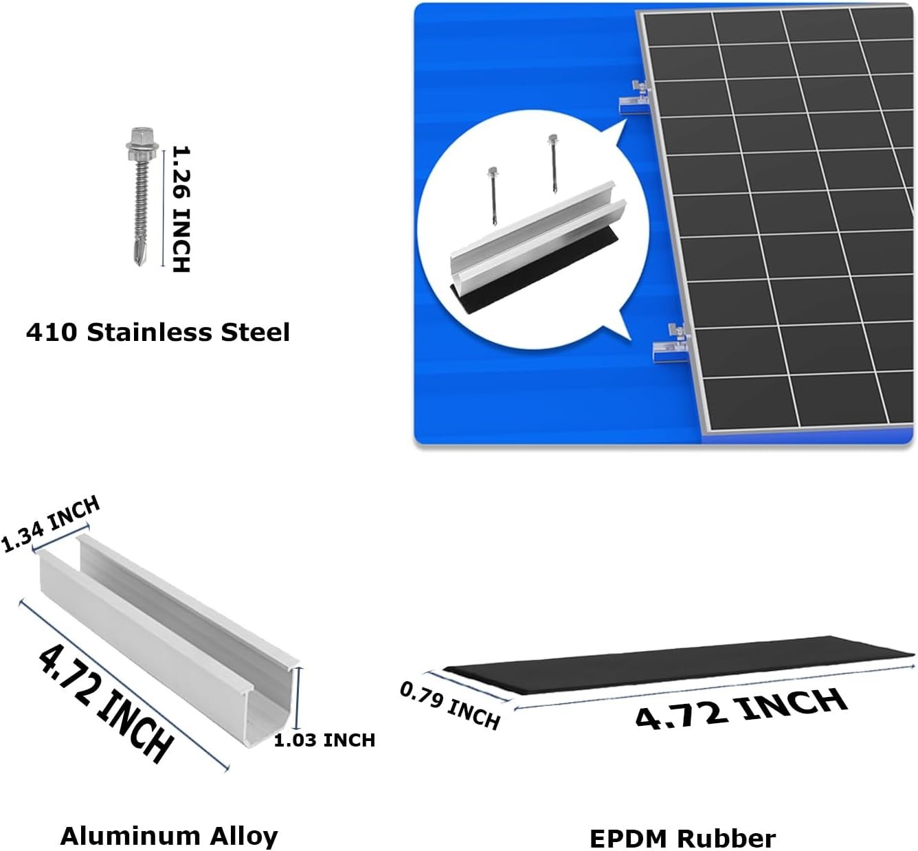 Complete Solar Panel Mounting Kit: 4-Piece Roof Set for Efficiency & Durability