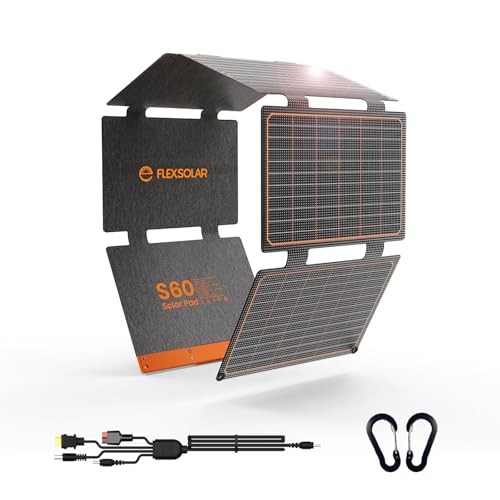Foldable Solar Panel, Portable Solar Charger with USB-C/USB-A QC3.0/DC 20 60W