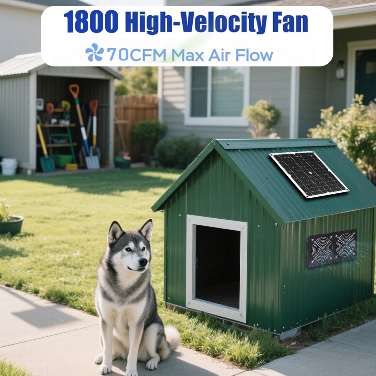 Waterproof 15W Solar Panel with 2 Fans Kit For Chicken Coops Sheds Pet Houses