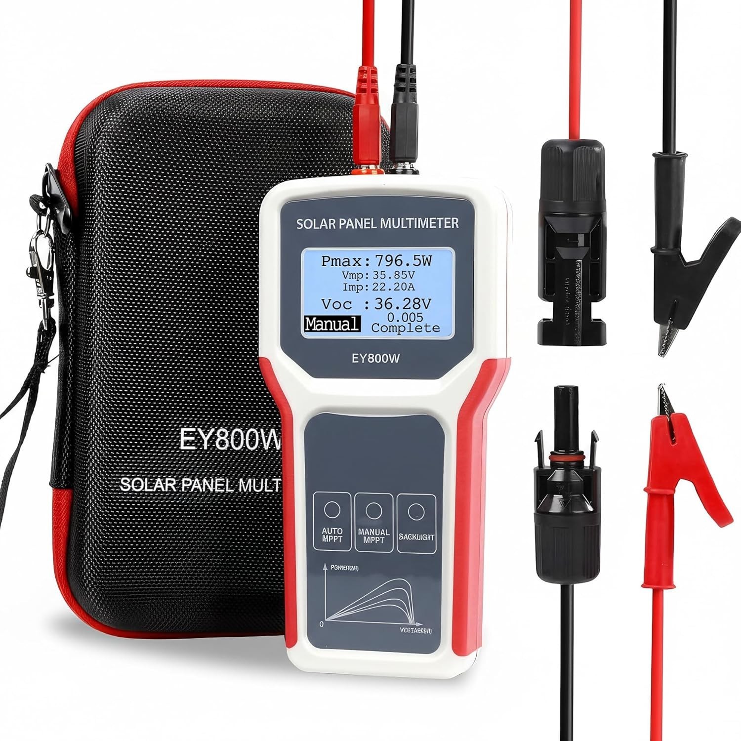 Professional Solar Panel Tester with Auto/Manual MPPT – Large LCD, 800W Max