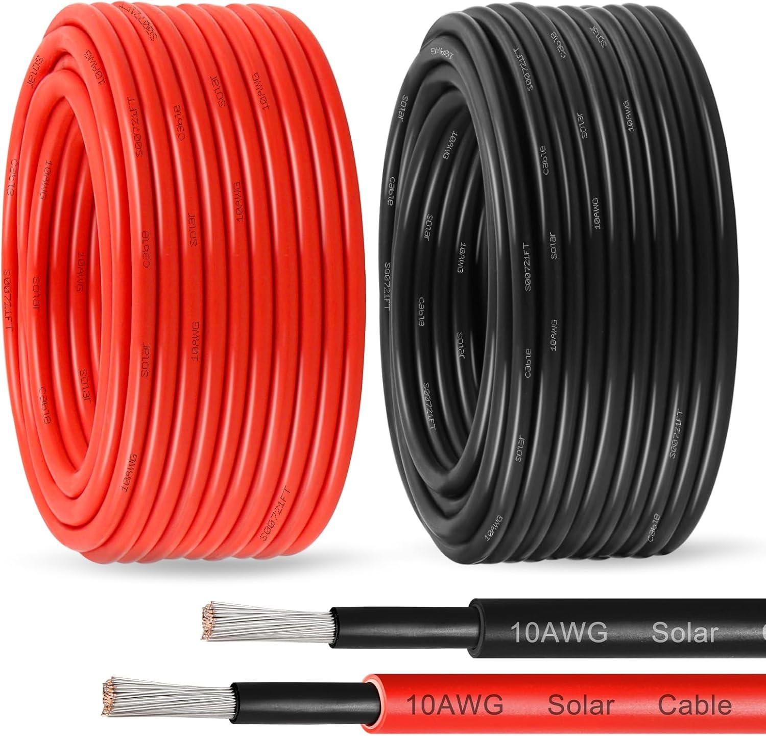 Solar Panel Wire 10 AWG(6mm²) – Solar Extension Cable 50Ft Black & 50Ft Red 10