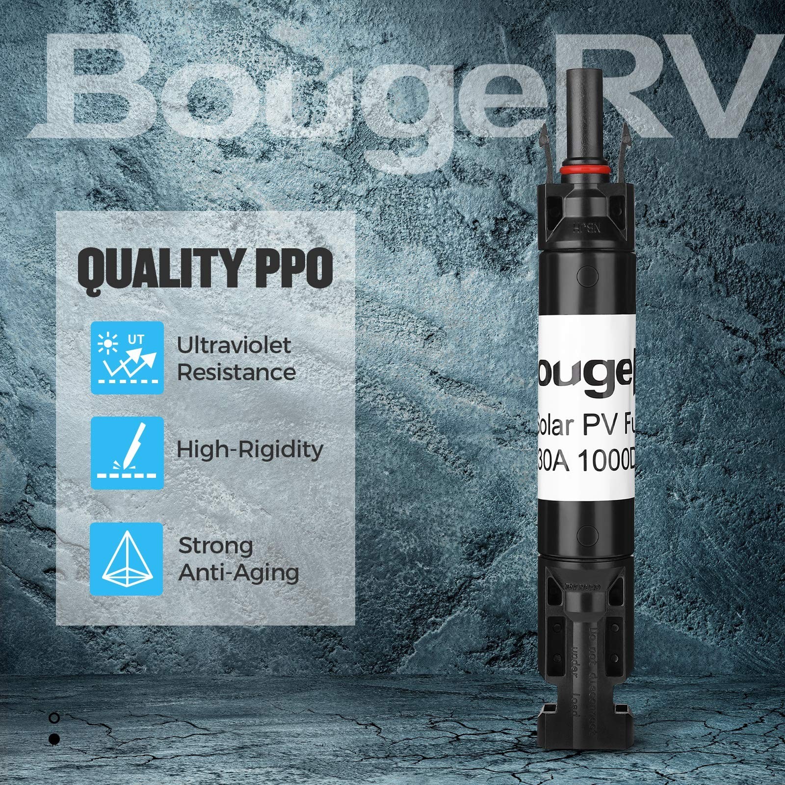 BougeRV 15A Solar Panel Fuses Holder Inline PV Inline Fuse Holders 15 Amp 5PCS