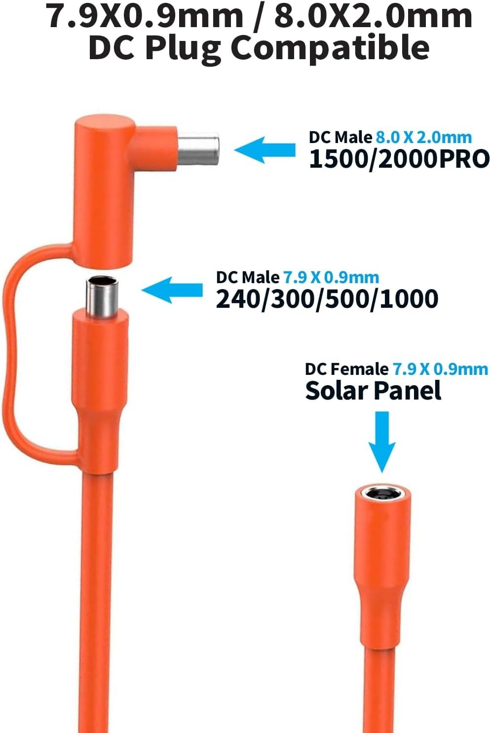 14AWG 8mm Extension Cable for Solar Generators 10FT 3M, DC7909 Solar Panel Ca…
