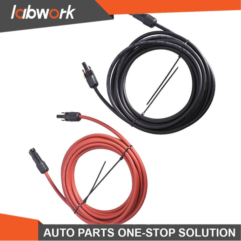 Labwork 1 Pair 10AWG 20FT Black+Red Solar Panel Extension Cable Wire Connector