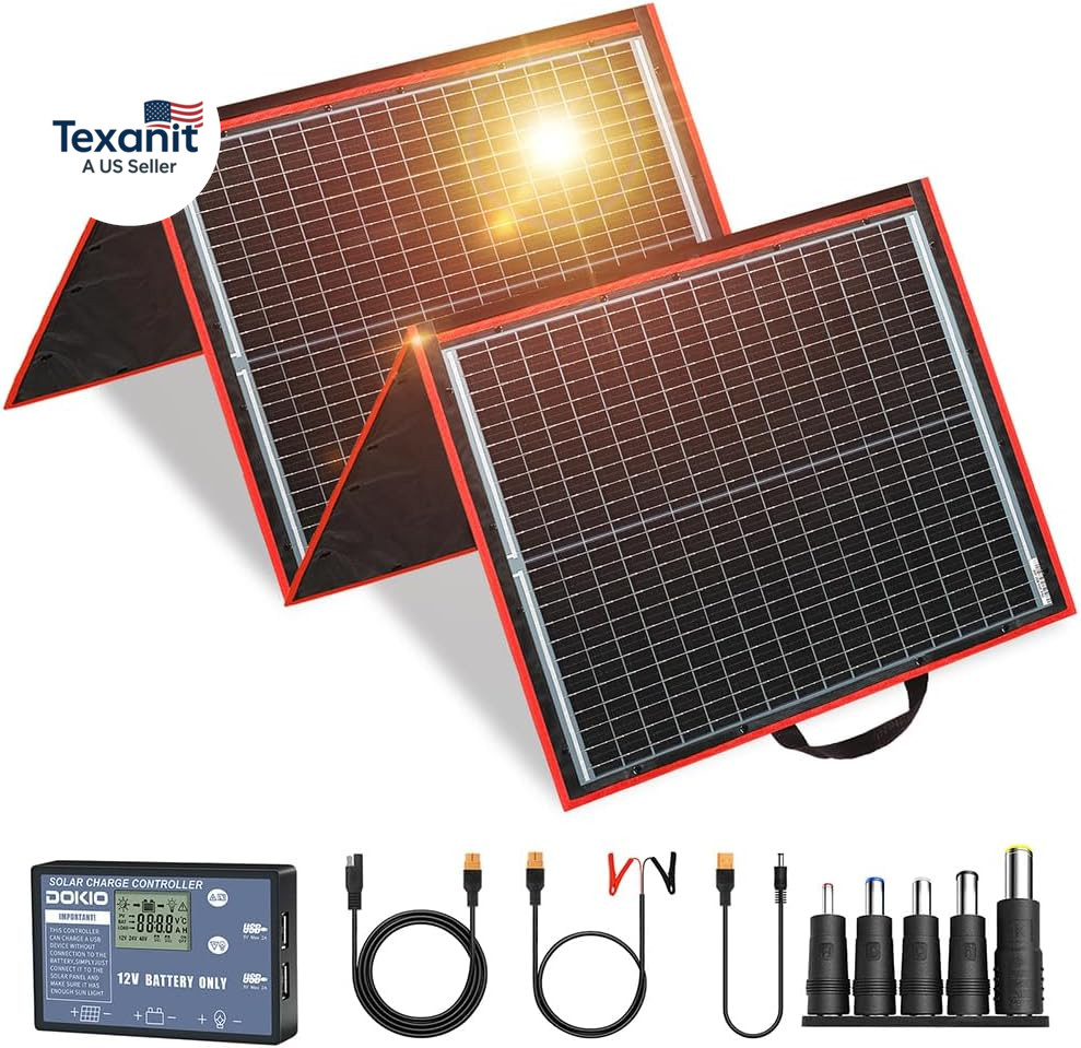 150W Portable Foldable Solar Panel Kit (20X21In, 7.3Lb), with Separate Controlle