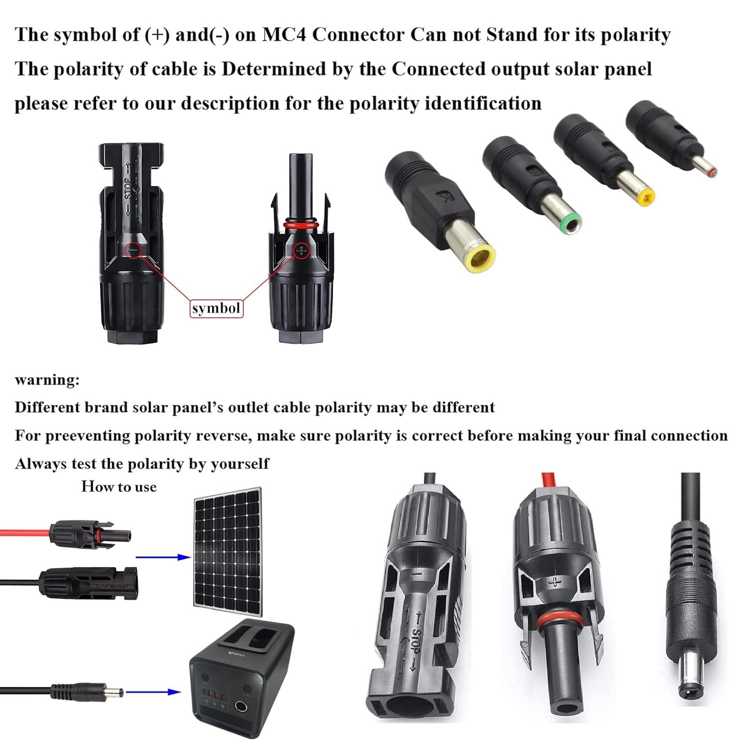 1.5m MC4 to DC Adapter Cable with Multiple Connector Tips for Solar Panels