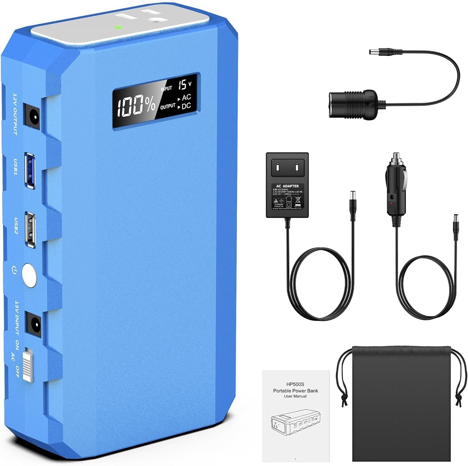 Portable Power Station with AC Outlet, 65W/110V External Battery Pack 24000mA