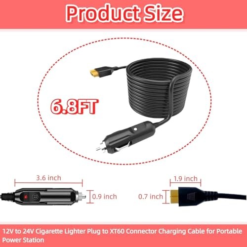 12V/24V XT60 Car Charger Suitable for Ecoflow Delta/River Car Charging Cable Car