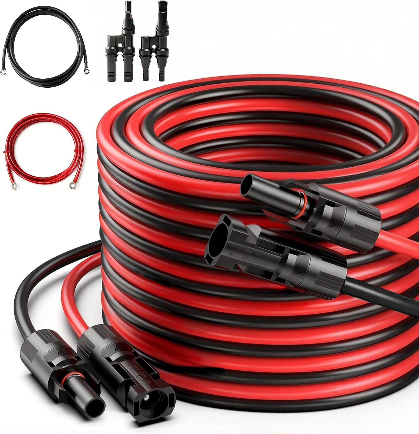 JJN Solar Extension Cable 8AWG 10Mm² 20Feet | MC4 Connector, 8Feet with OT Conne