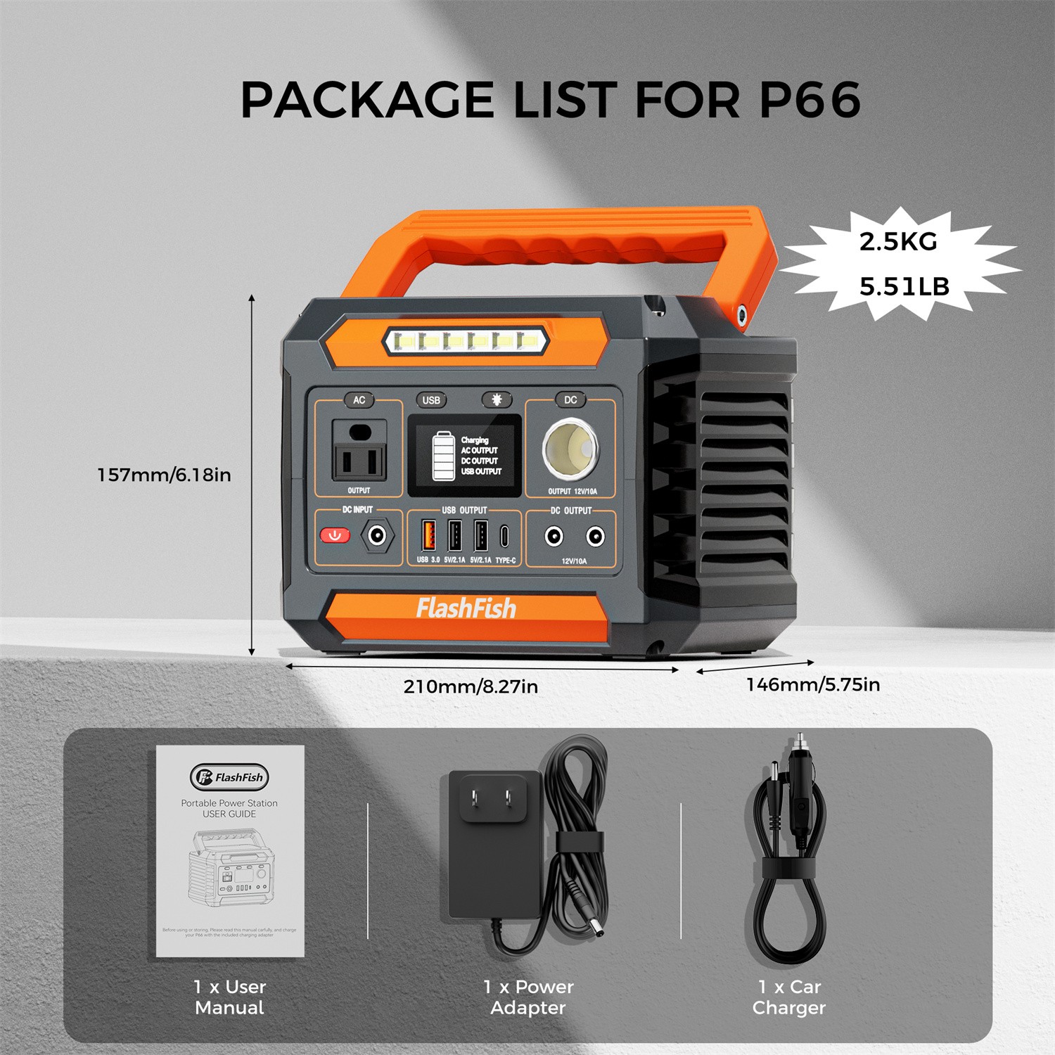 Flashfish P66 Portable Power Station 300W 230Wh Li-ion Generator Refurbished
