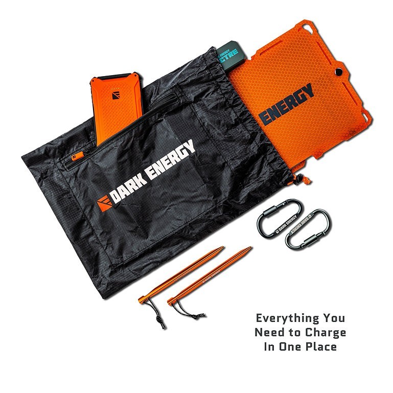 Dark Energy Spectre 18W Solar Panel Accessory Kit Stakes Carabiners Carry Bag