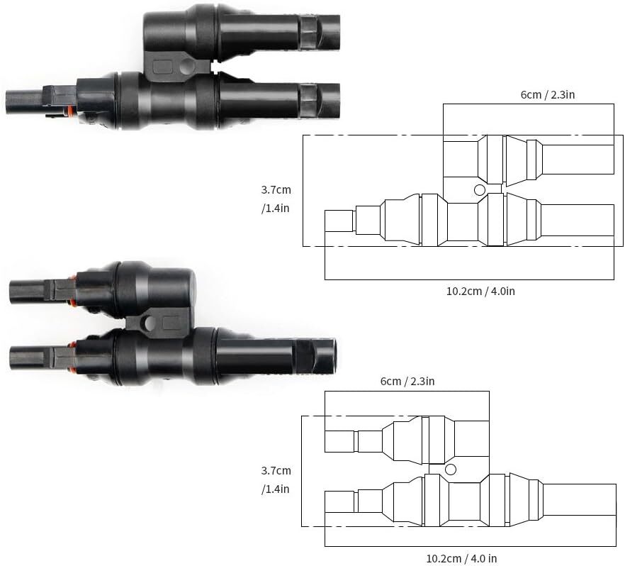 MMF+FFM for Parallel Connection Between Solar Panels, 1 Pair Y Branch Connectors