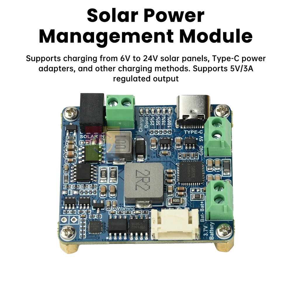 6-24V Solar Panel Power Management Module 5V 3A MPPT PD QC FCP SFCP Type-C