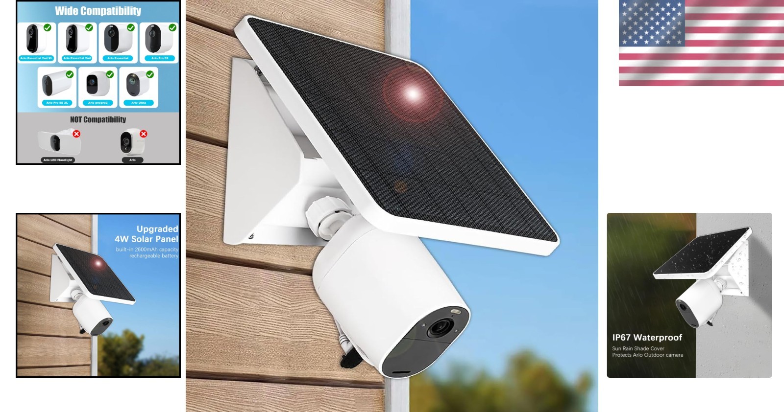 Weatherproof Solar Panel for Arlo Pro Cameras