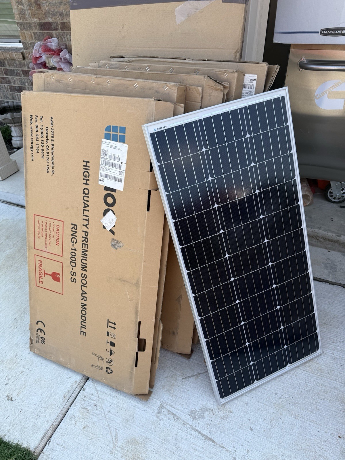 6 EA Renogy Solar Panels 100 Watt 12 Volt, High-Efficiency Monocrystalline