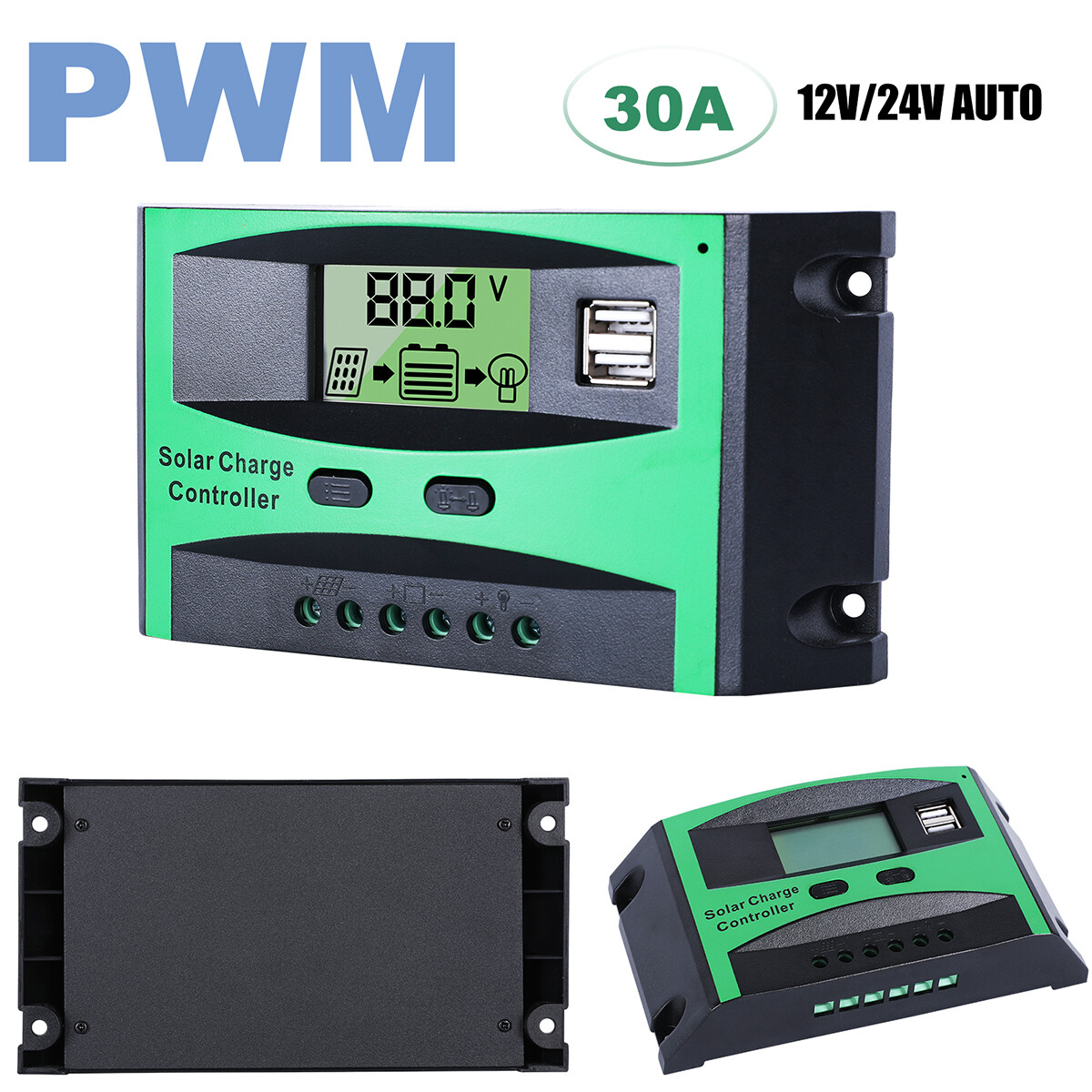 30-60A MPPT Solar Panel Regulator Charge Controller Auto Focus Tracking 12V/24V