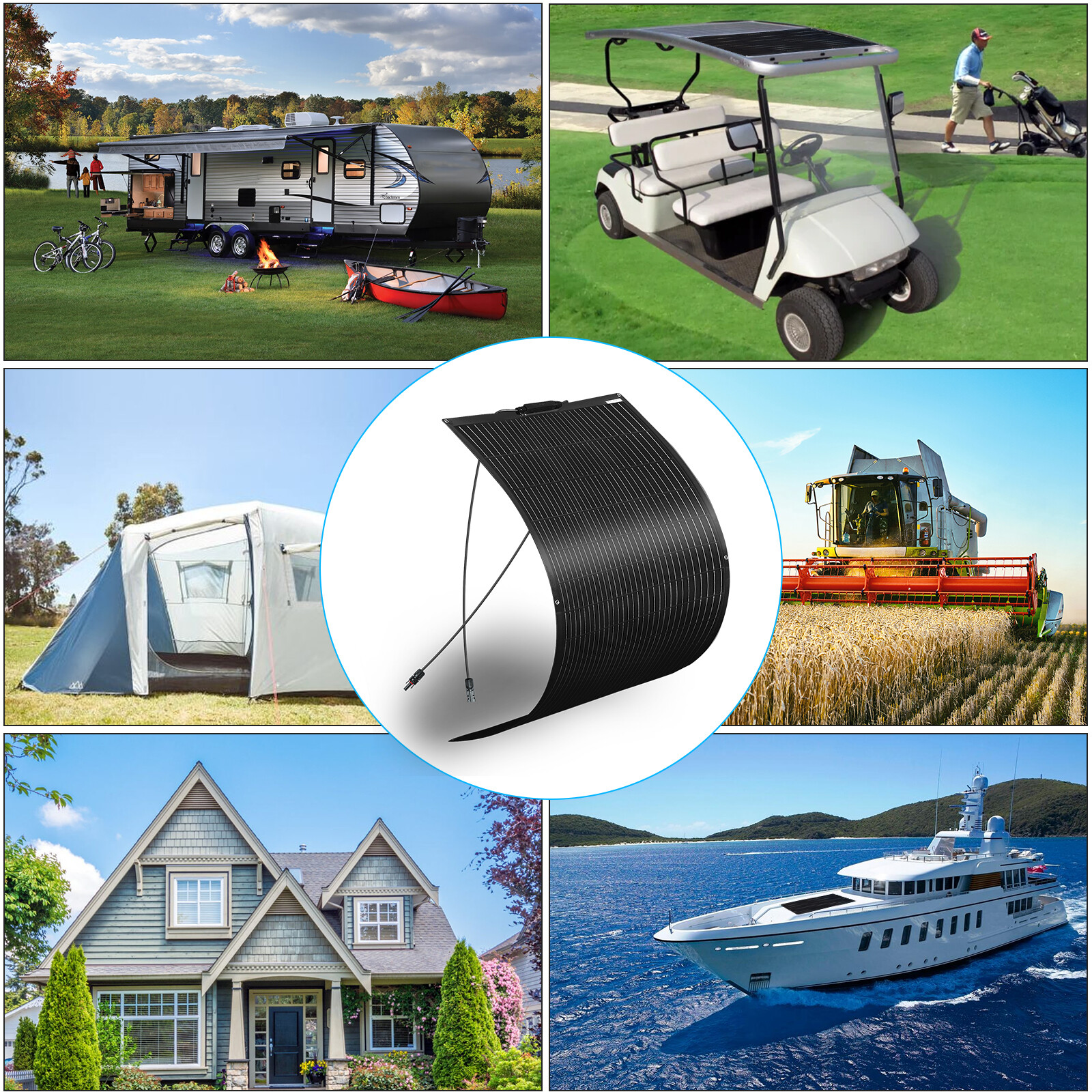 120W 12V Flexible Solar Panel Home Battery Bendable Charging for RV Boat Camp
