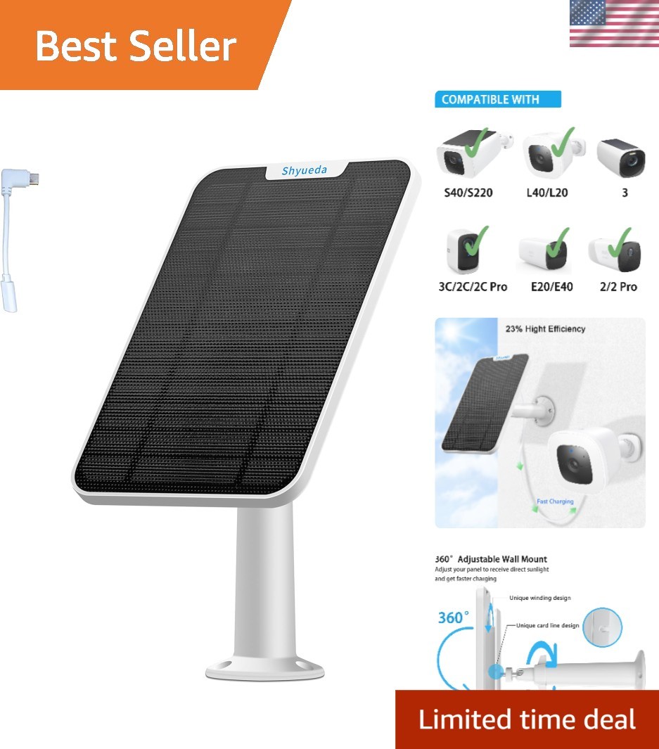 13.1ft Adjustable Solar Panel for Eufycam: Weatherproof and Efficient Charging
