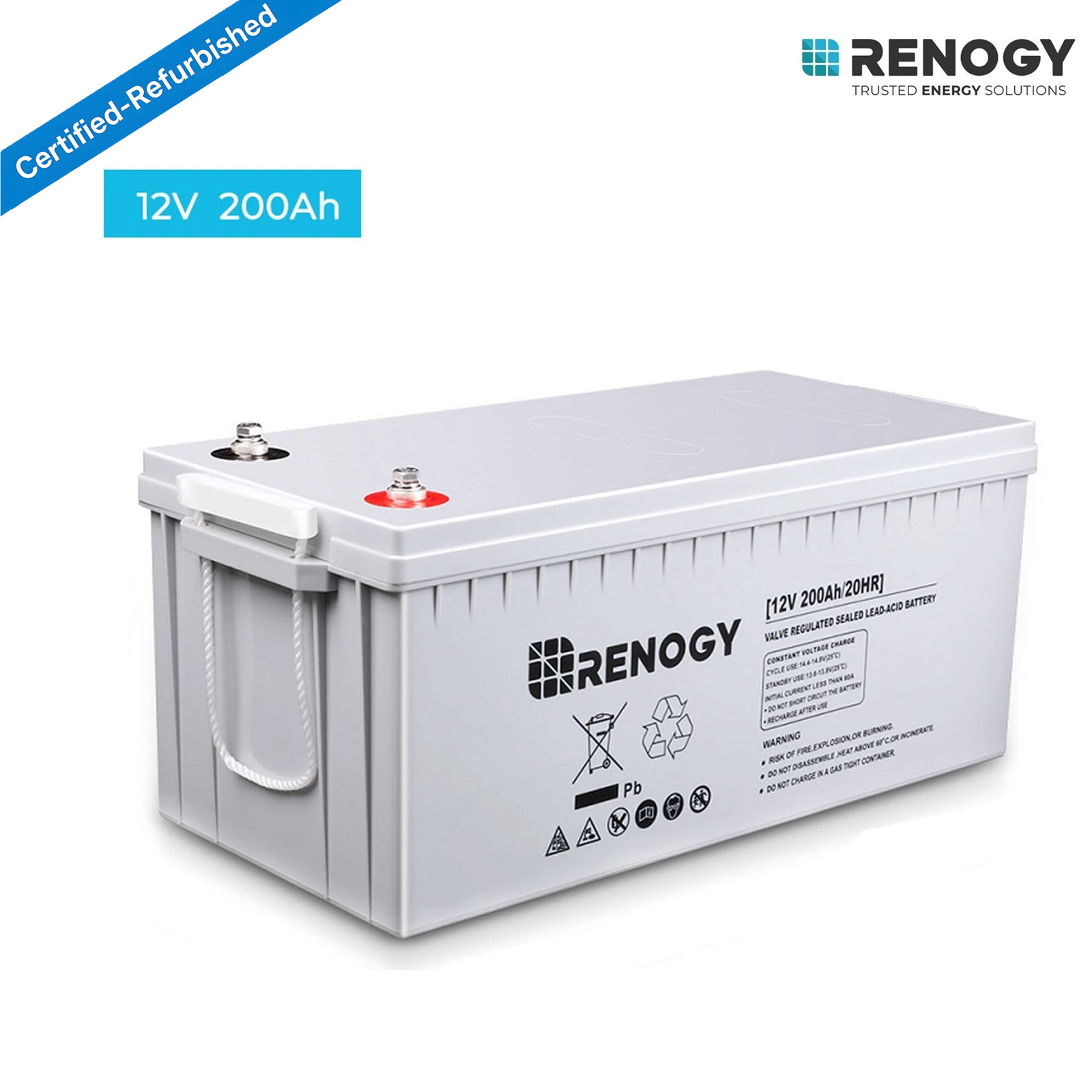 Renogy 12V 200AH Deep Cycle AGM Battery Rechargable For RV Marine Refurbished