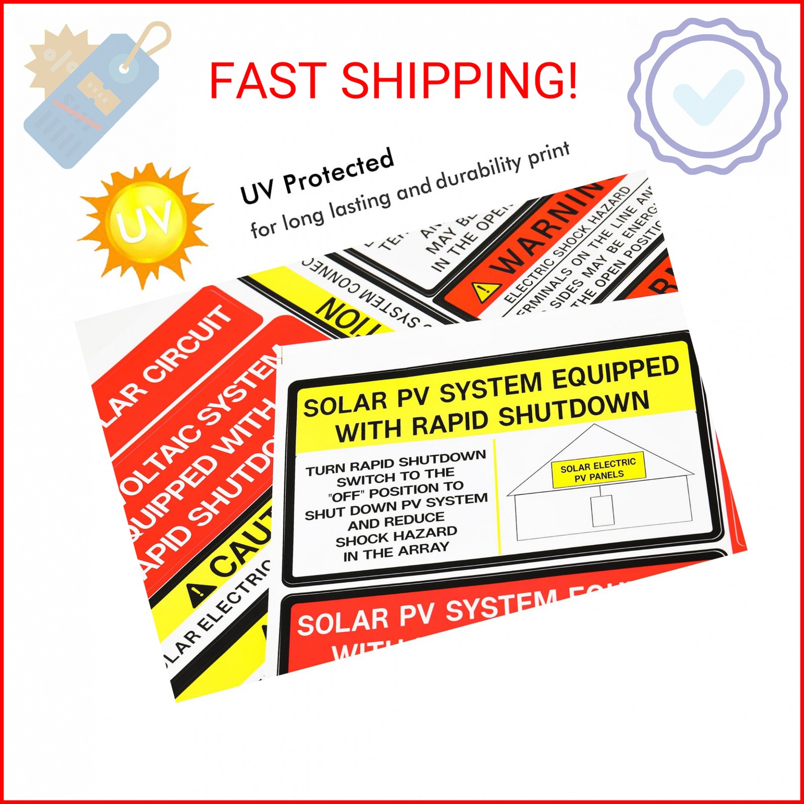 CDXHOME 48 Pack PV Solar System Install Label Kit,Photovoltaic Safety Stickers,P